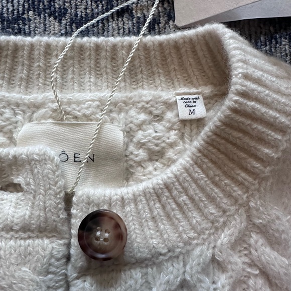 DOEN Marilene Ivory Cable Knit Cardigan Sweater - Picture 2 of 7